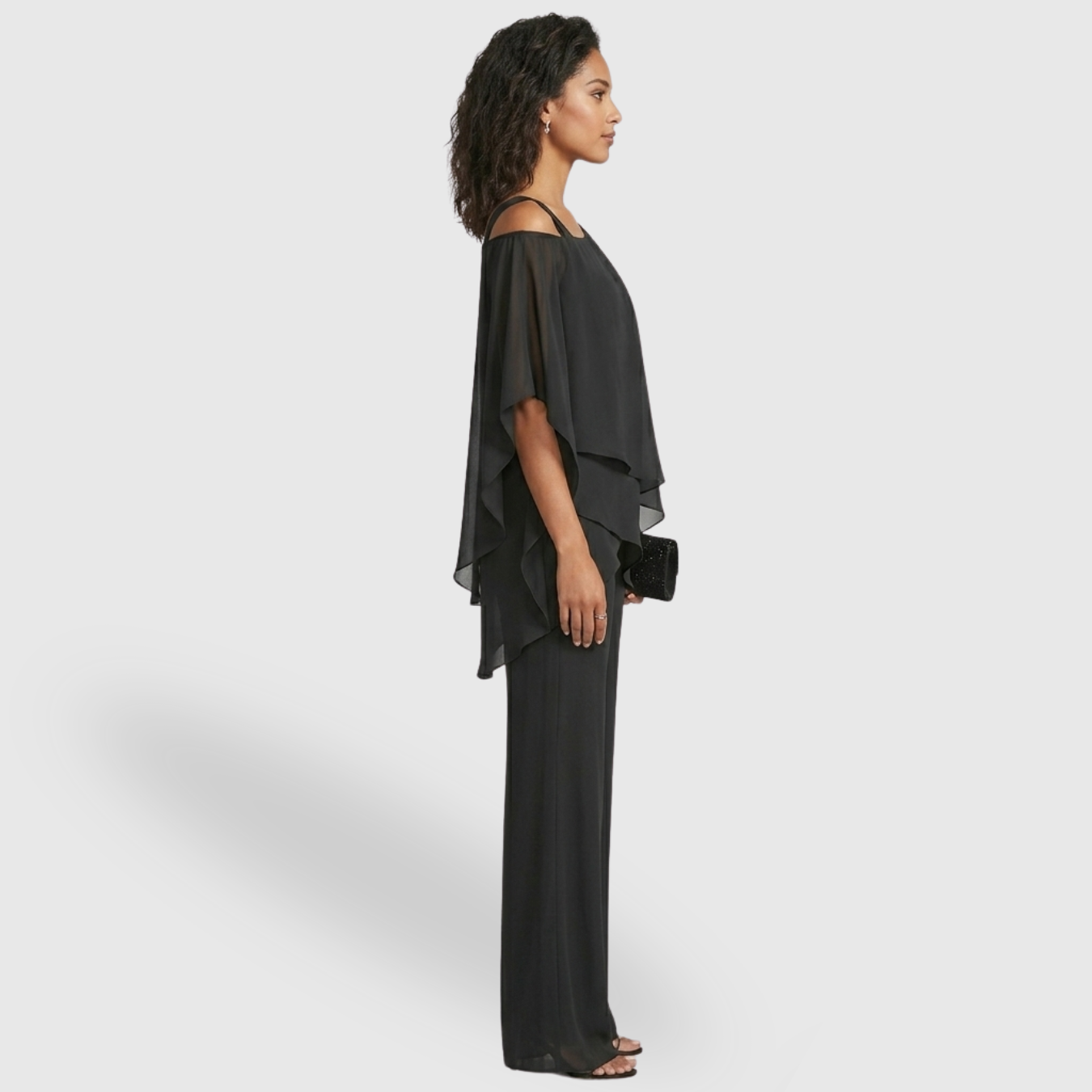 Combinaison femme épaules dénudées pantalon large coupe fluide