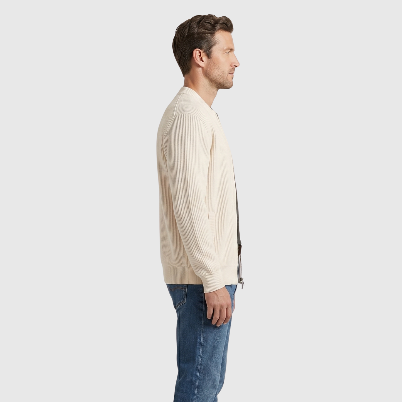 Gilet homme 100% coton zippé maille côtelée