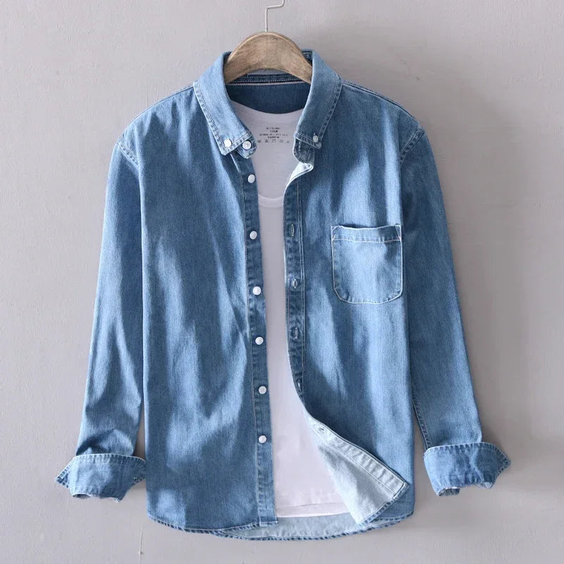 Chemise Denim Homme Coton Coupe Structurée Polyvalente