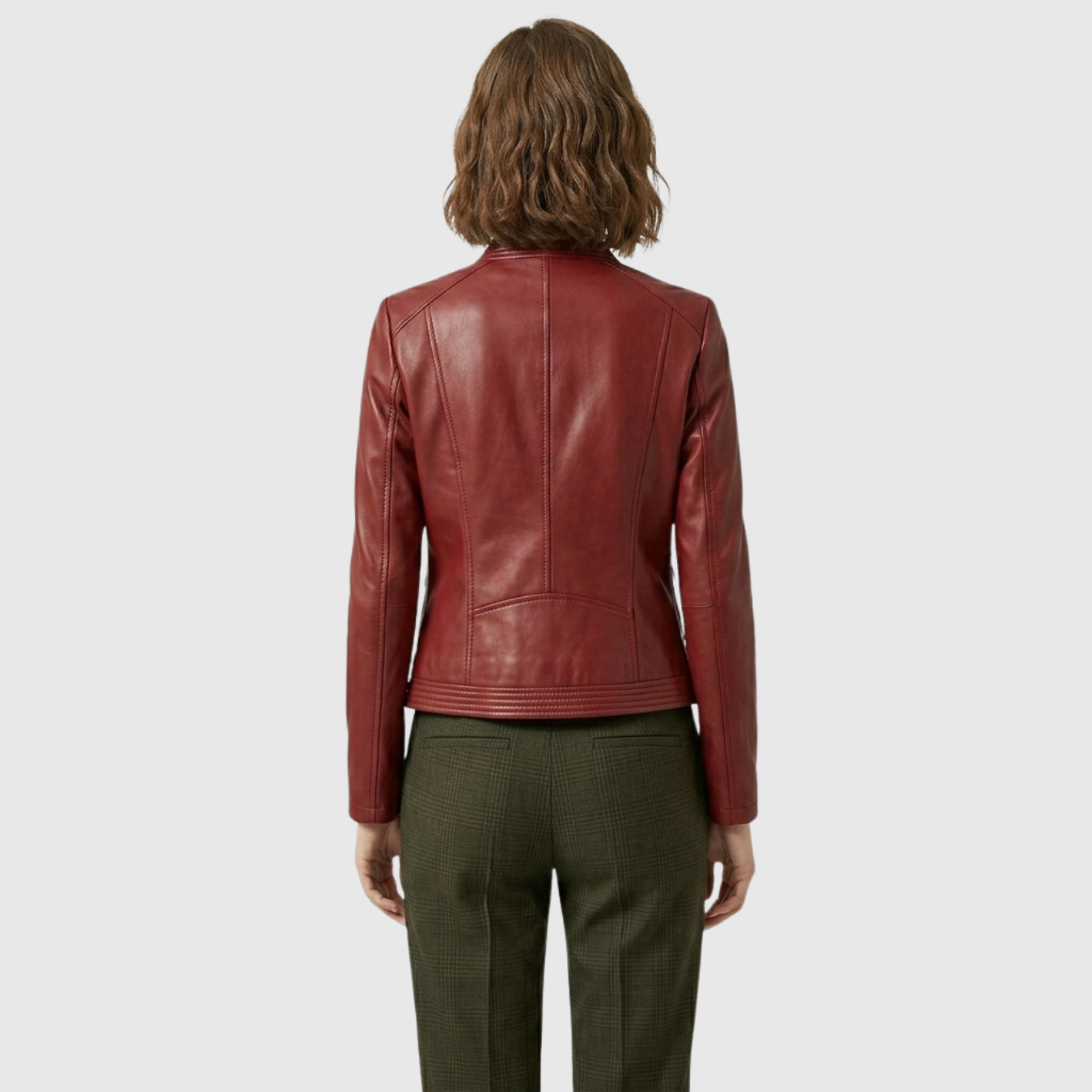 Veste femme simili cuir fermeture zippée coupe ajustée col large