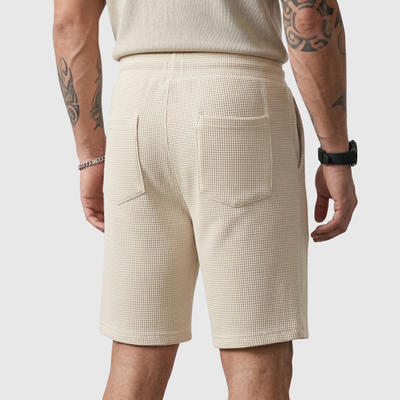 Short homme décontracté taille élastique à cordon coupe droite