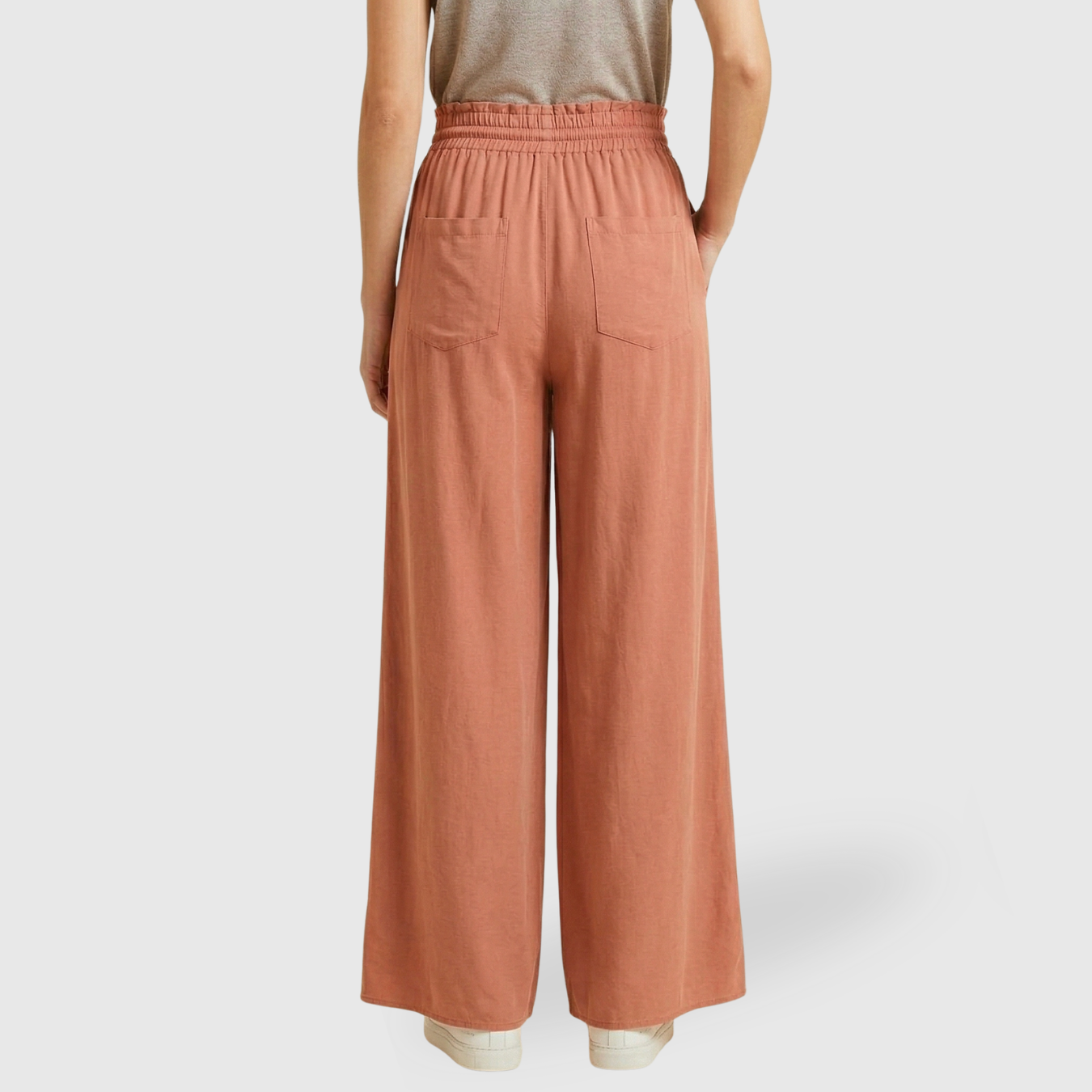 Pantalon large femme taille haute coupe ample jambes larges décontracté