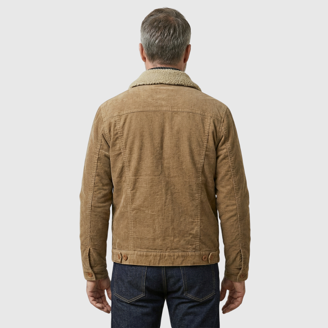Veste en velours côtelé homme col chemise fermeture boutonnée poches multiples