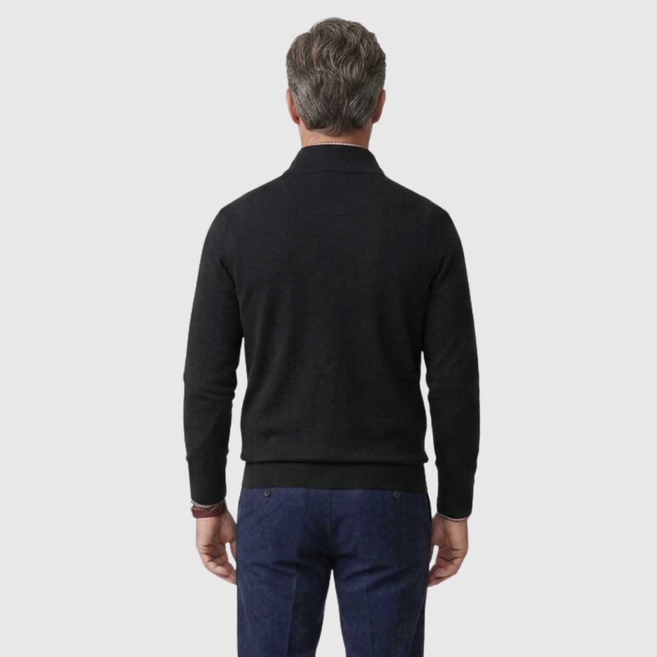 Pull homme col zippé demi-zip manches longues coupe ajustée
