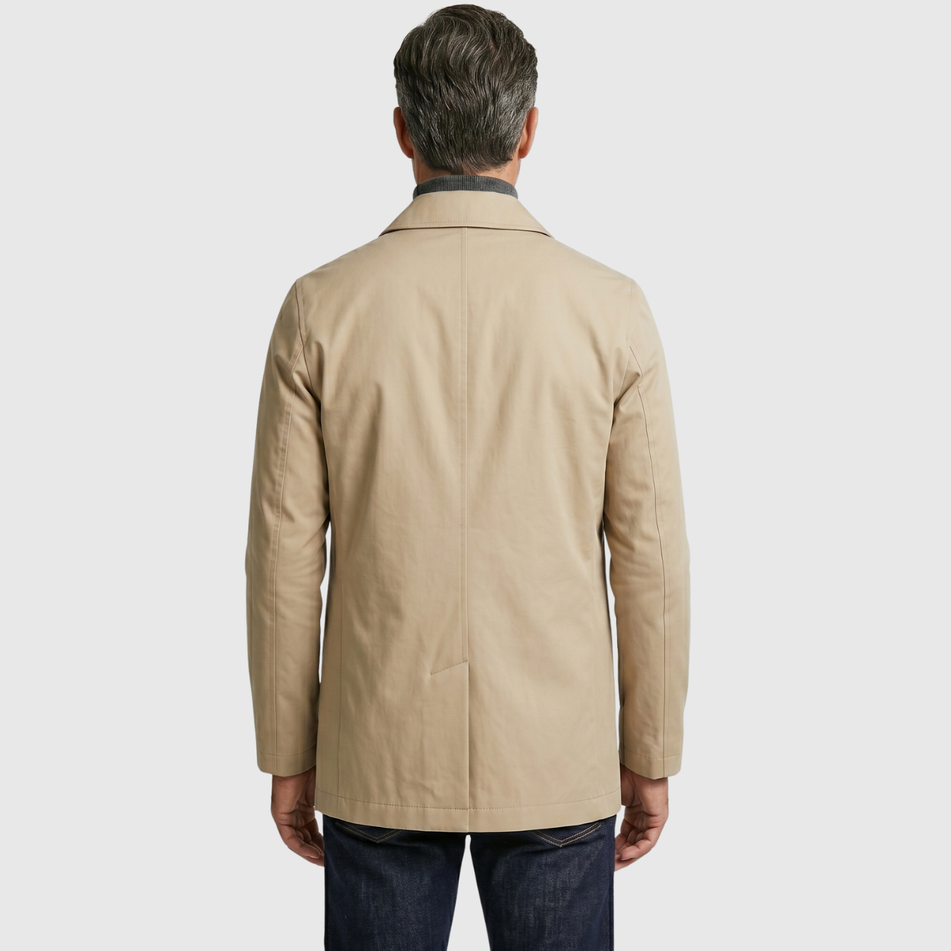 Trench coat homme mi-long fermeture boutonnée coupe droite