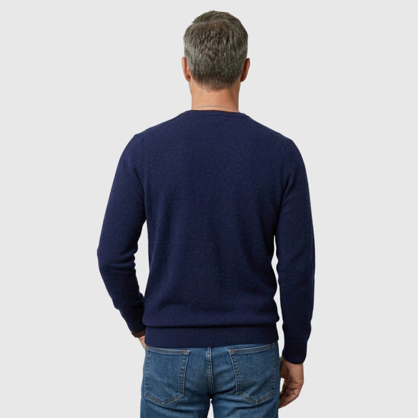 Pull homme laine col rond manches longues coupe décontractée