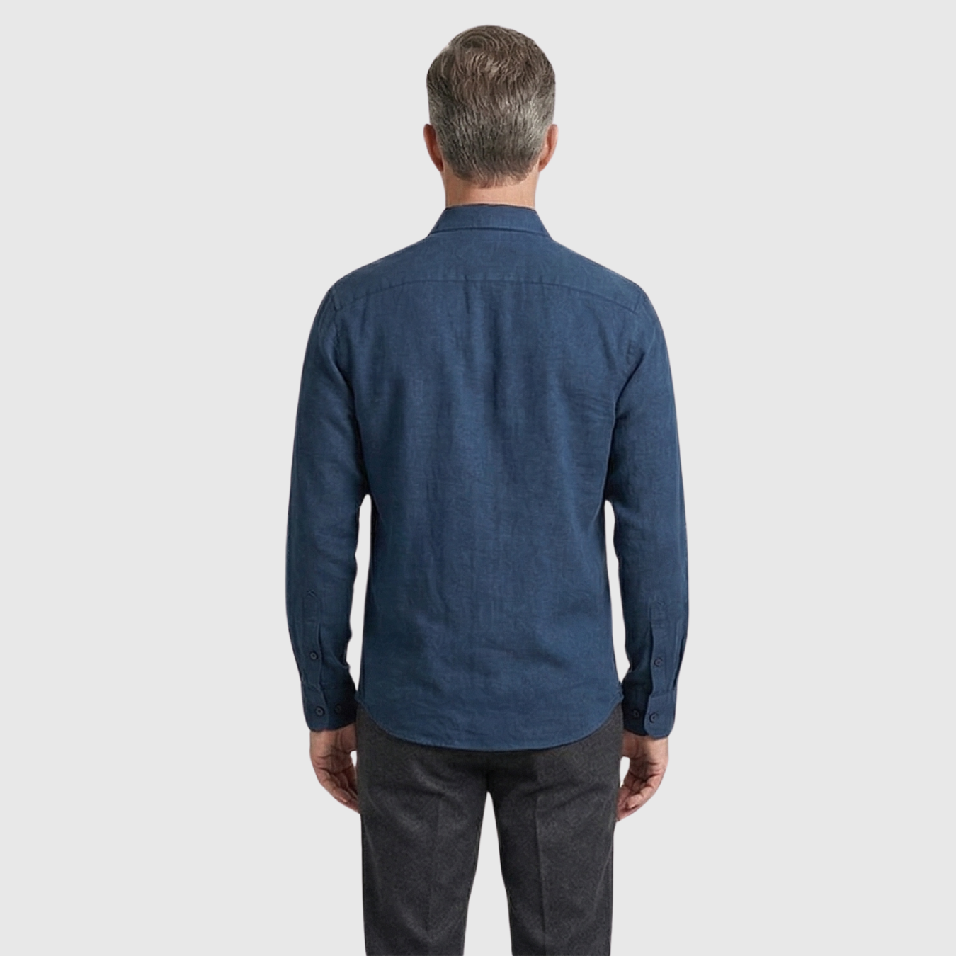 Chemise homme lin manches longues col mao fermeture boutonnée