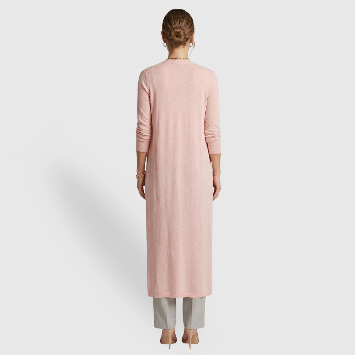 Gilet long femme léger ouvert coupe fluide manches longues