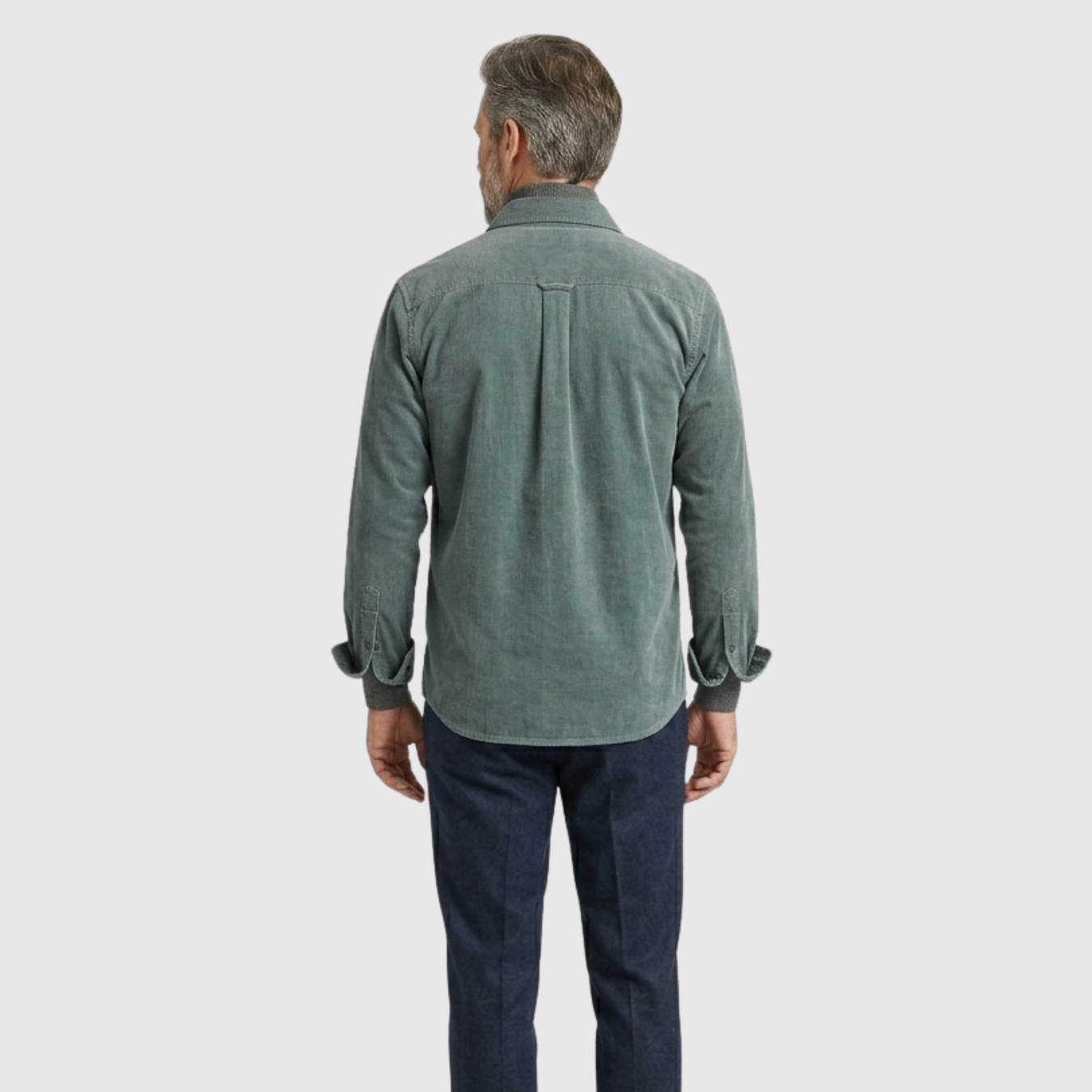 Chemise homme velours côtelé manches longues coupe droite boutonnée