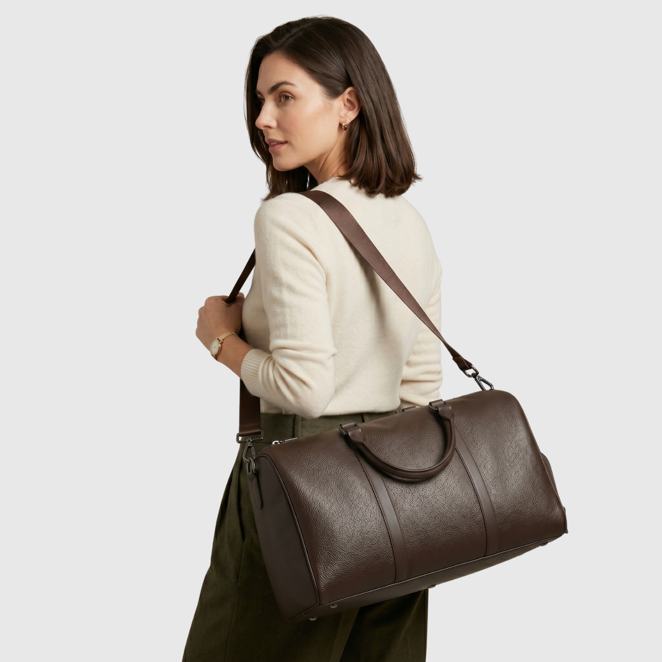 Sac de voyage femme type duffle cuir synthétique grande capacité