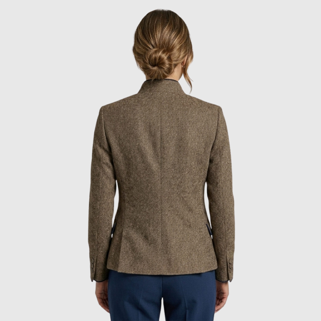 Blazer femme col montant coupe ajustée fermeture boutonnée