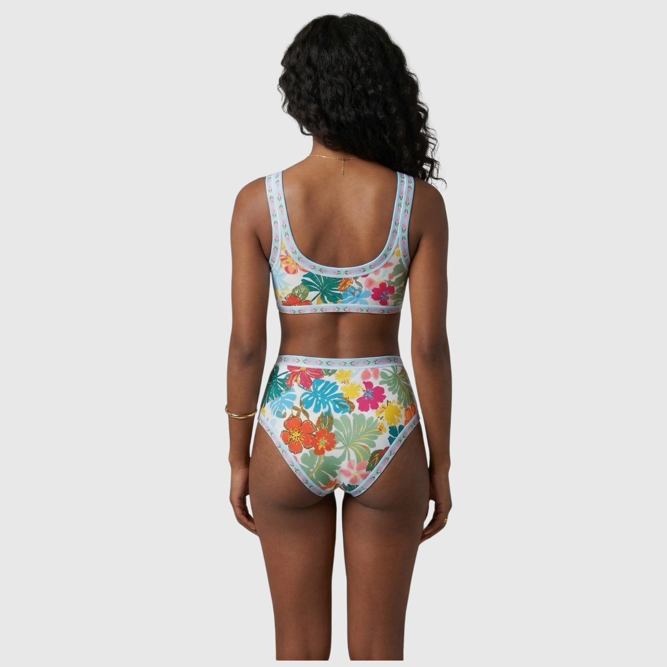 Maillot de bain femme bikini deux pièces taille haute soutien-gorge triangle ajustable