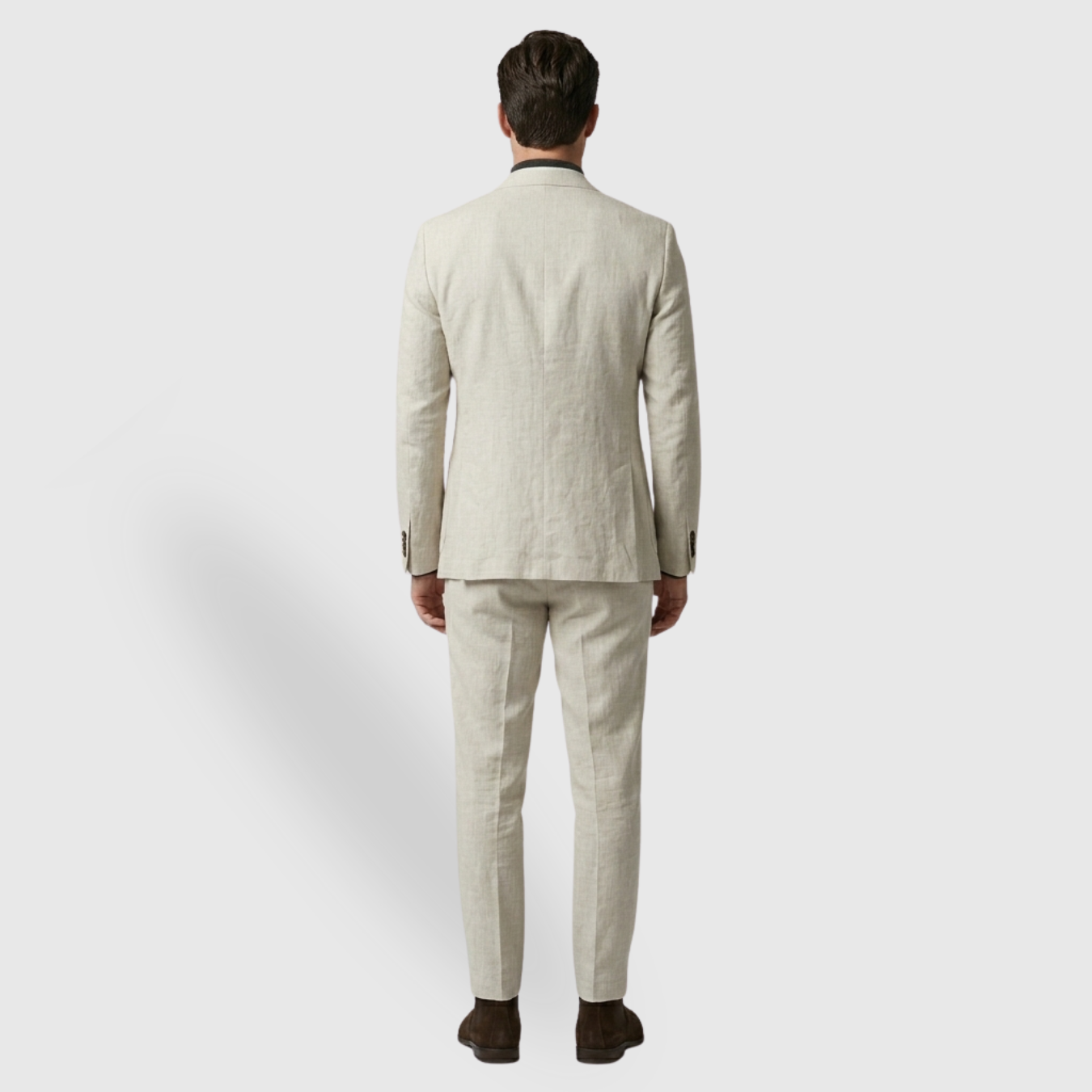 Costume homme lin mélangé coupe décontractée veste et pantalon