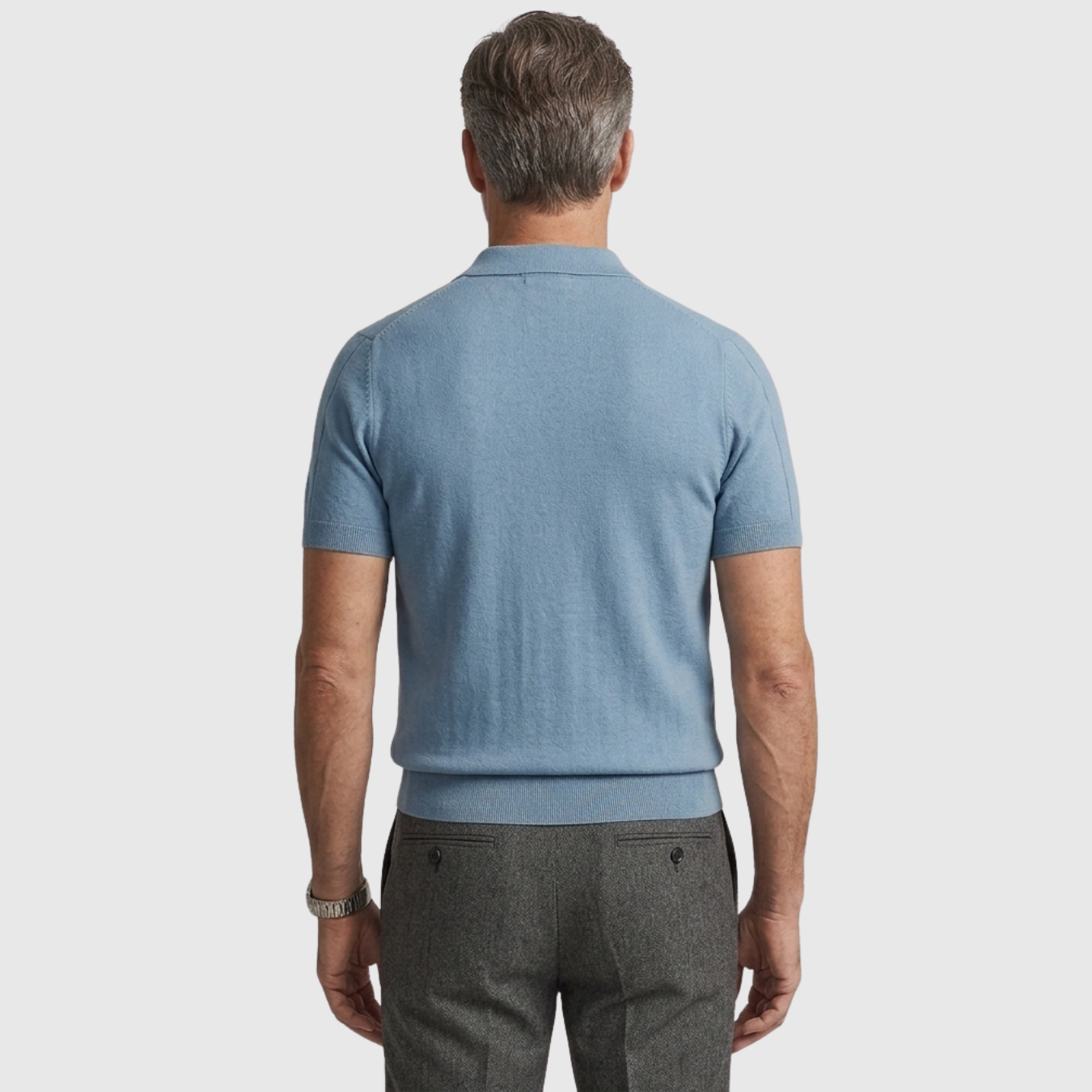 Polo homme coton sans boutons manches courtes col ouvert coupe droite