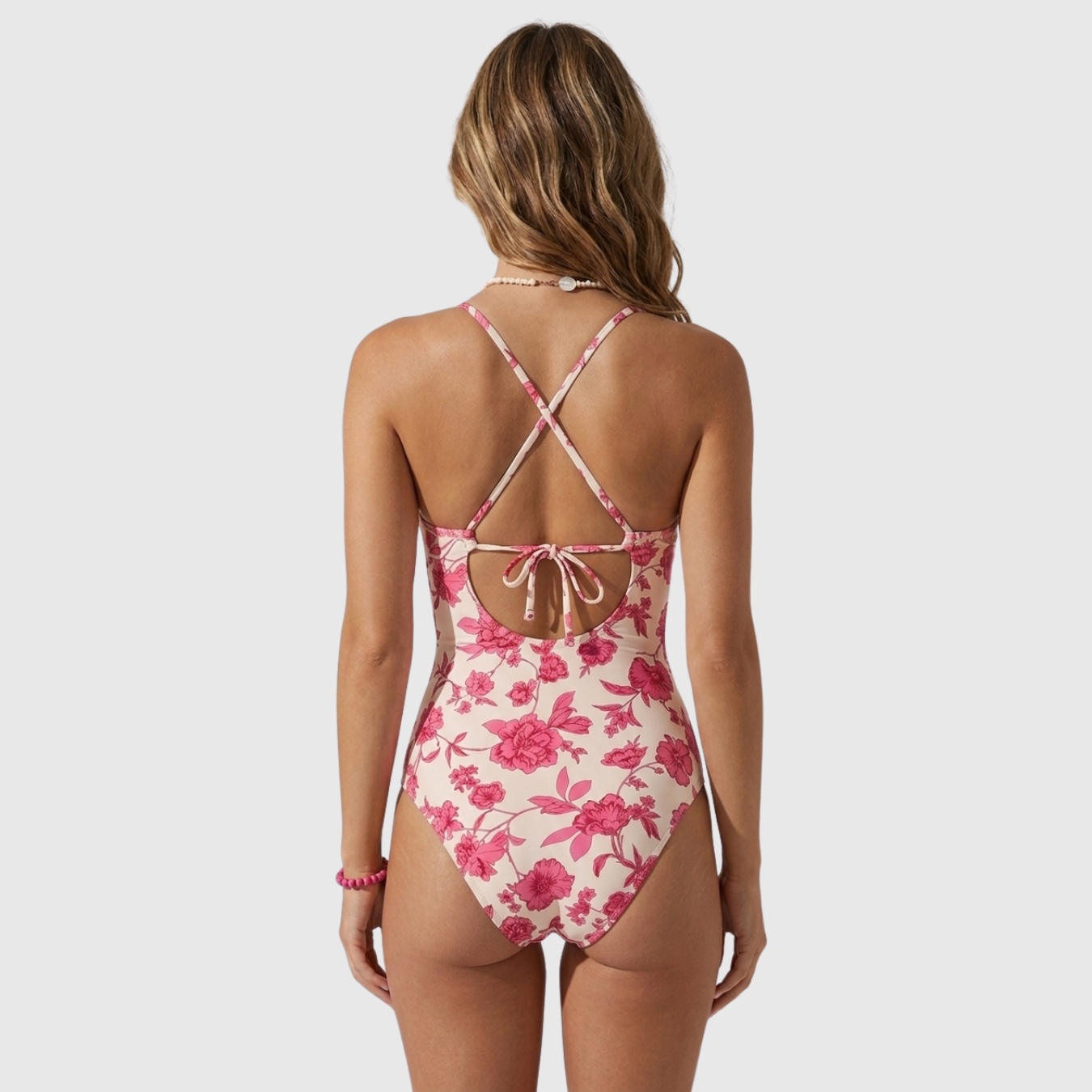 Maillot de bain une pièce femme imprimé floral avec décolleté plongeant