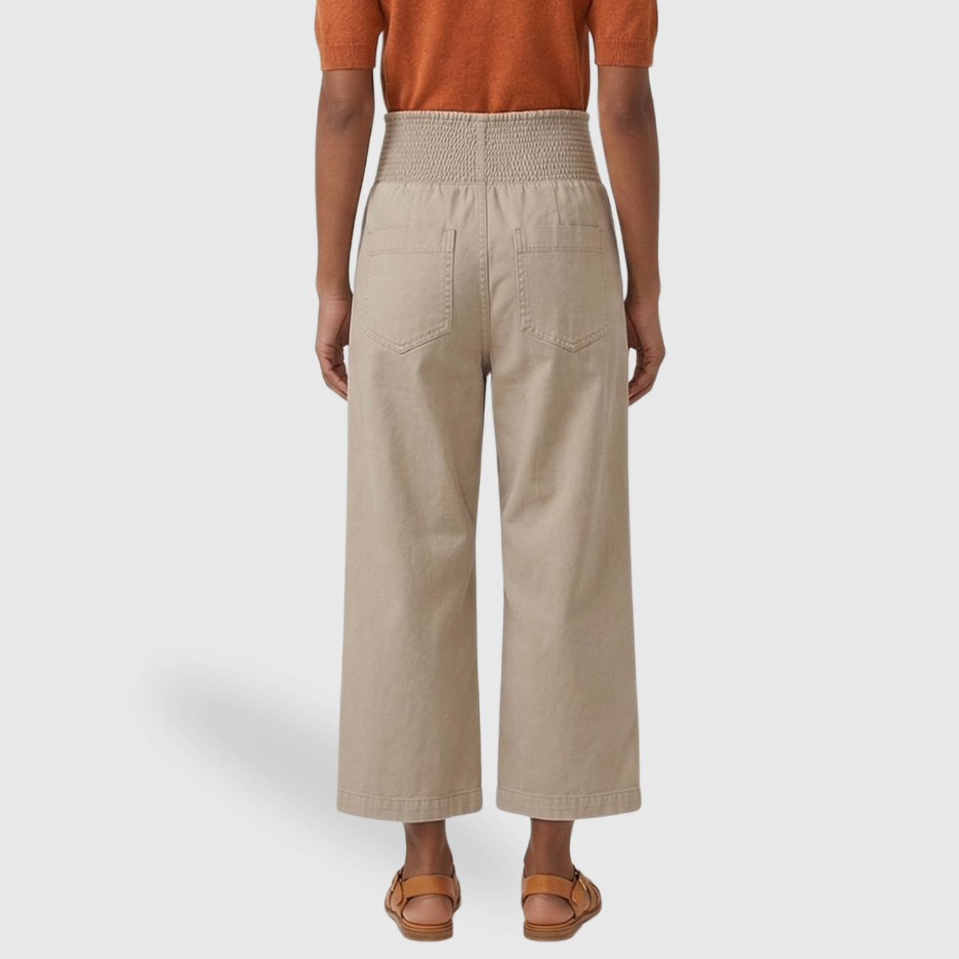Pantalon large femme taille haute coupe ample jambe large tissu fluide