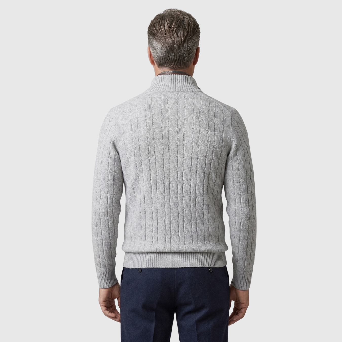 Pull homme col camionneur maille torsadée manches longues fermeture zippée