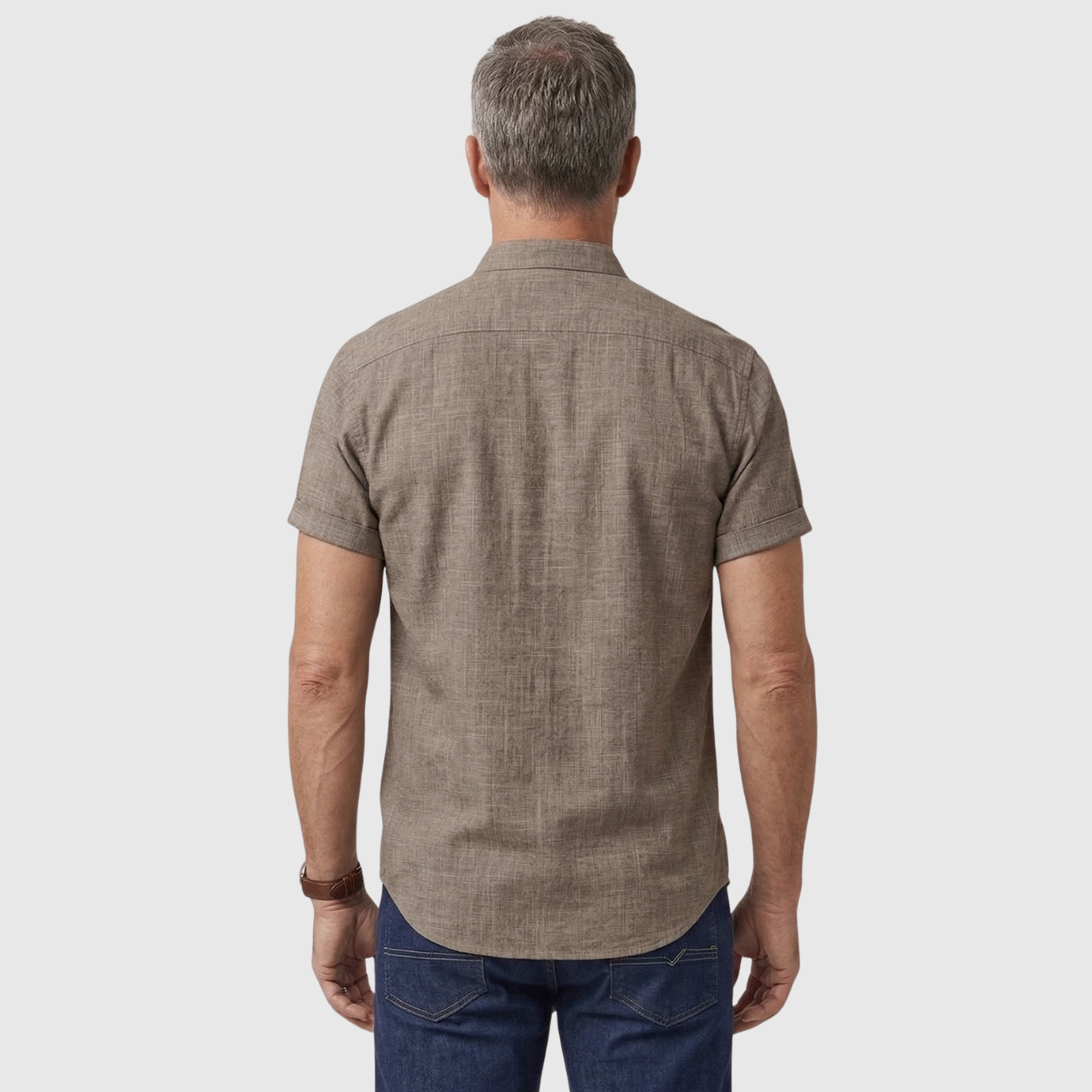 Chemise homme manches courtes coton col classique coupe décontractée
