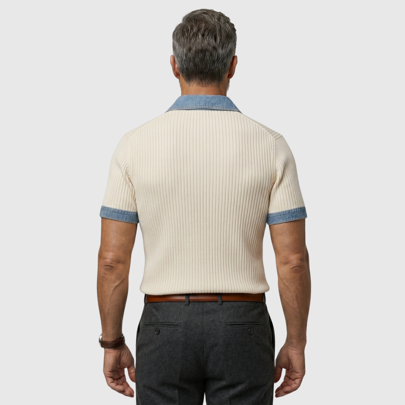 Polo homme maille côtelée coupe ajustée manches courtes