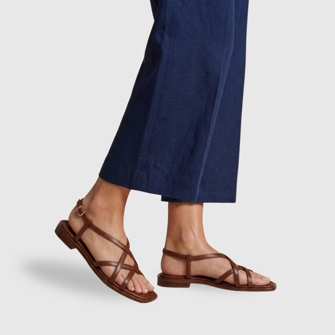 Sandales homme cuir brides croisées semelle plate confort été casual