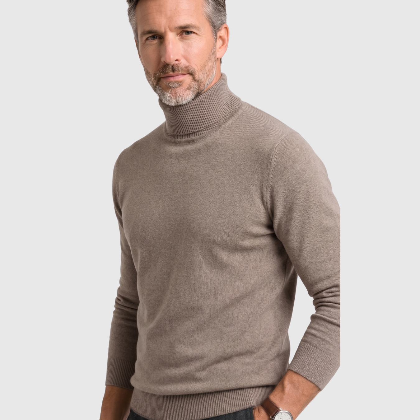 Pull col roulé homme laine vierge manches longues coupe ajustée