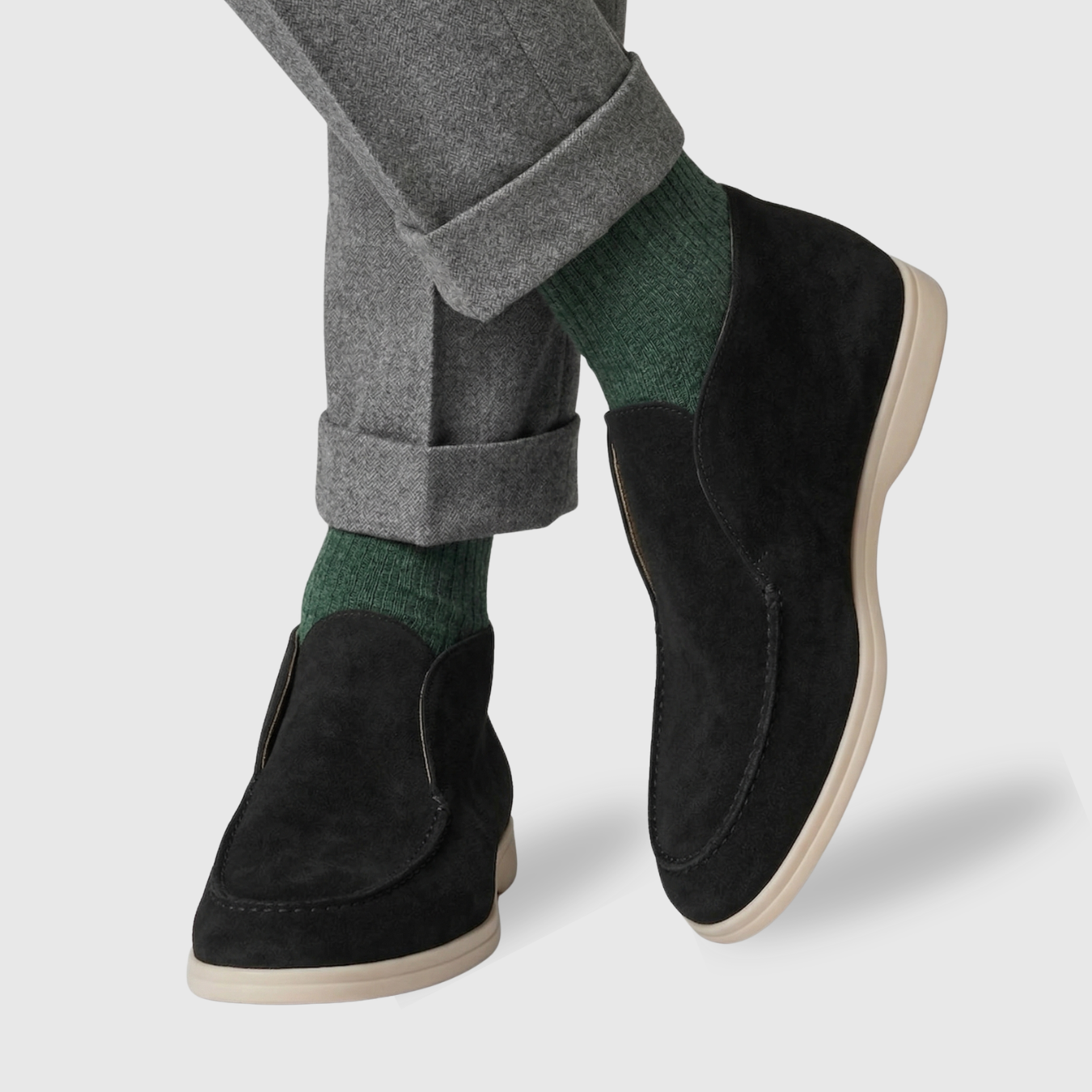 Chaussures homme daim type mocassins semelle plate style casual classique