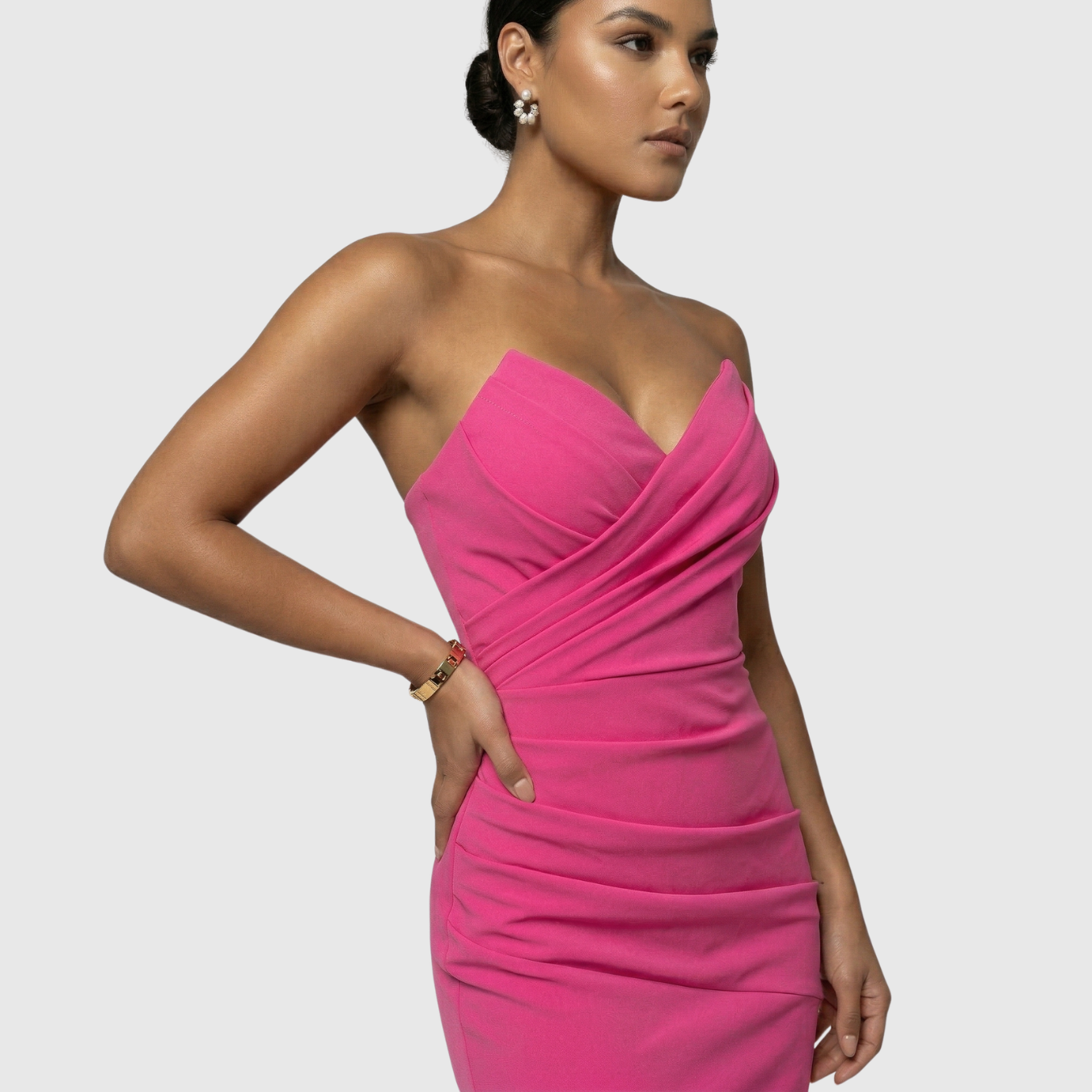 Robe bustier femme longue élégante coupe ajustée sans manches