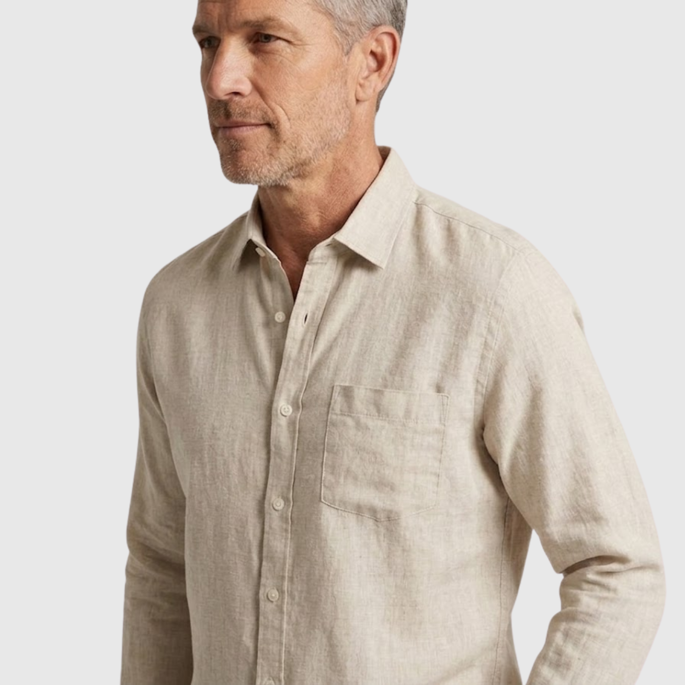 Chemise en lin homme manches longues col boutonné coupe légère respirante