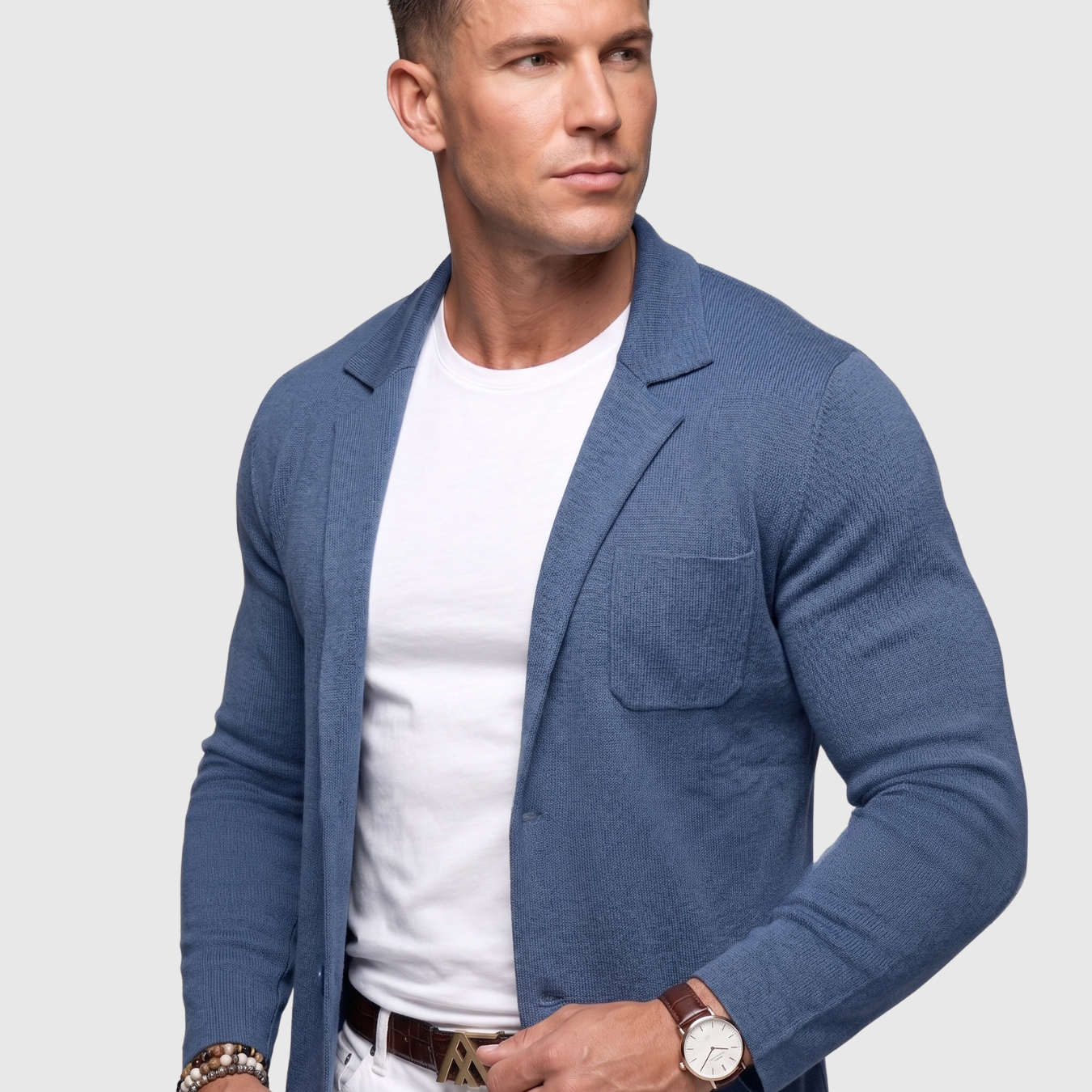 Blazer homme maille décontracté coupe ajustée style casual chic