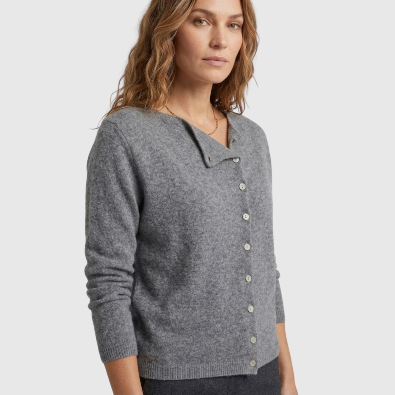 Gilet femme cachemire boutonné manches longues col rond