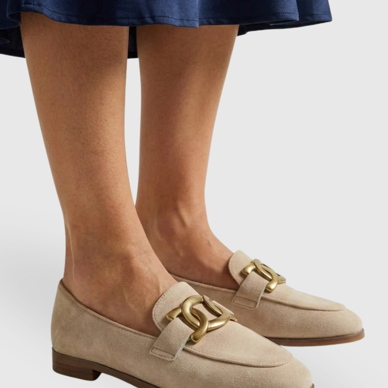 Mocassins femme en suédine à mors métallique