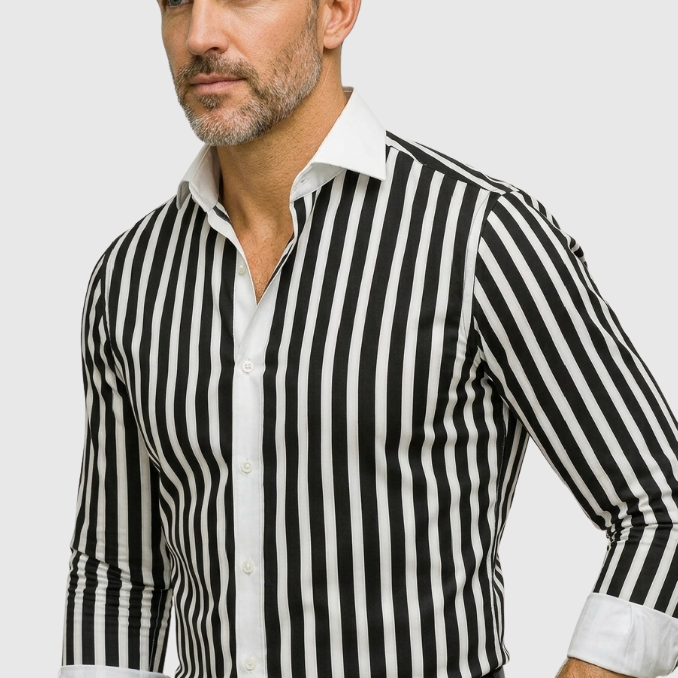 Chemise homme rayée coupe ajustée manches longues