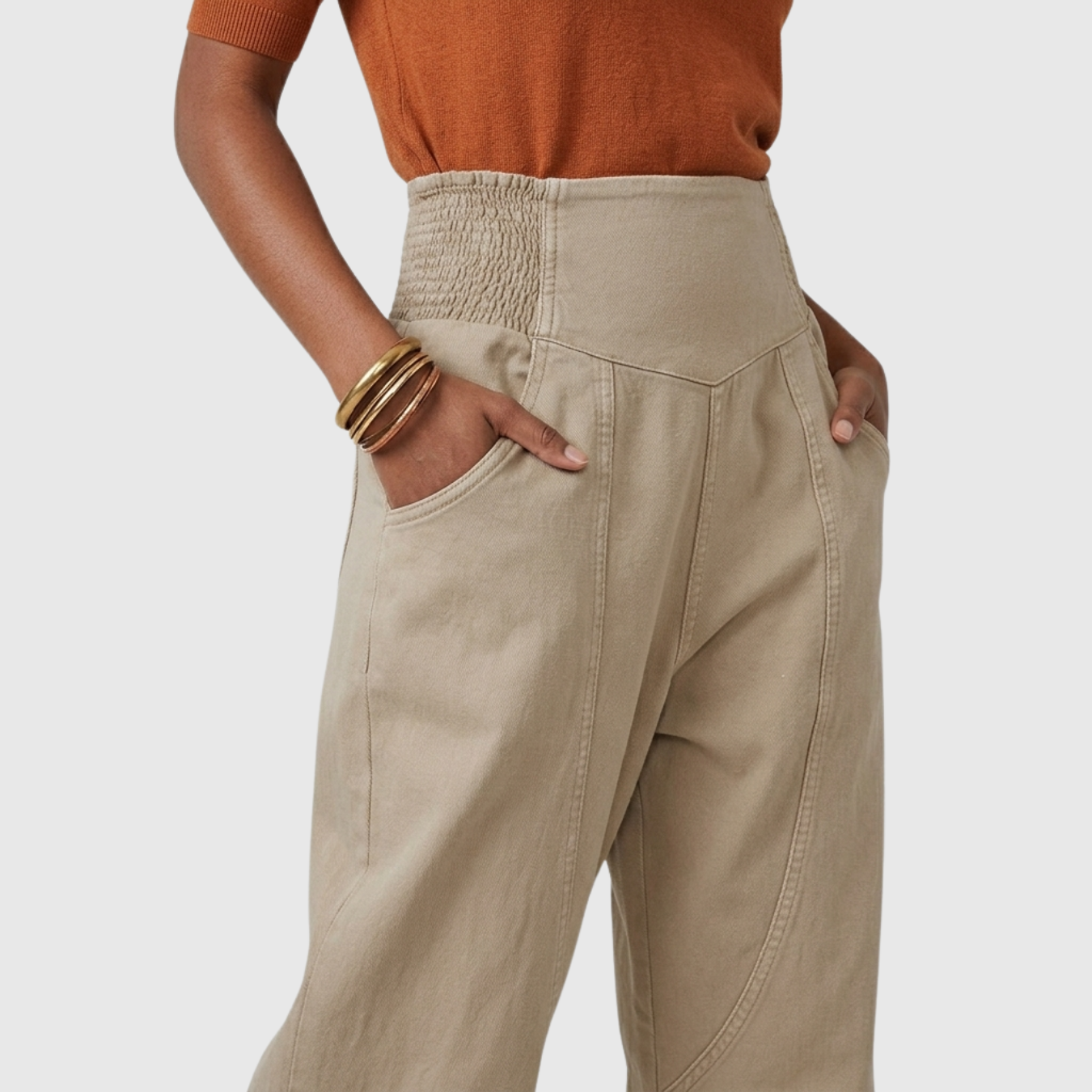 Pantalon large femme taille haute coupe ample jambe large tissu fluide