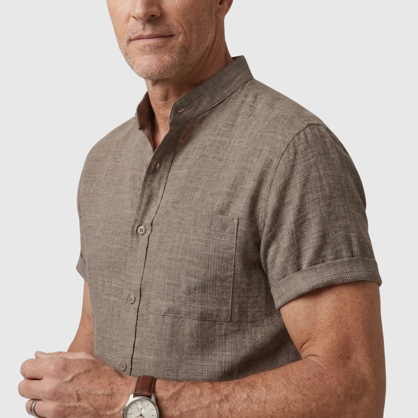 Chemise homme manches courtes coton col classique coupe décontractée