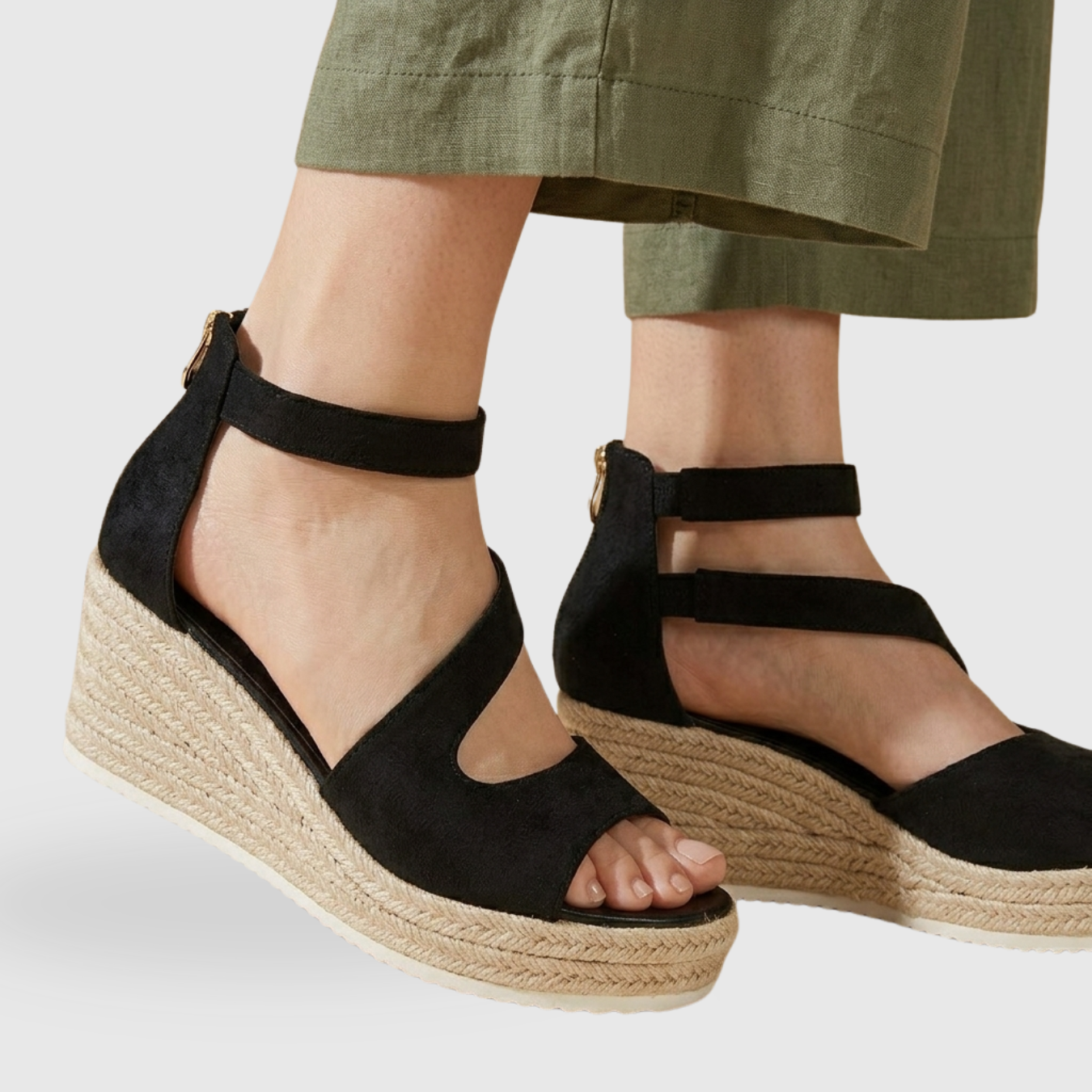Sandales compensées femme espadrilles plateforme bride cheville ouvertes