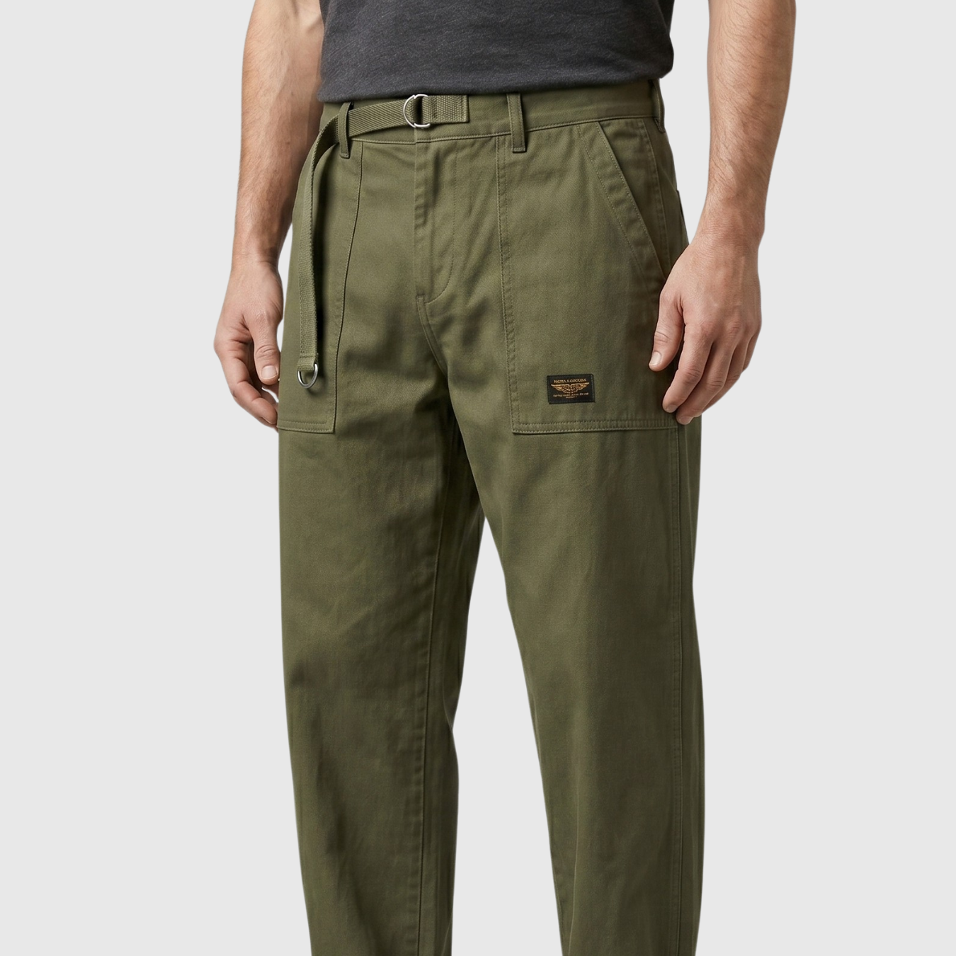Pantalon cargo homme coupe large à poches rabat style workwear