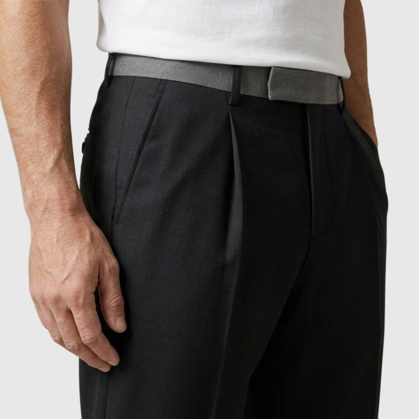 Pantalon homme taille haute coupe droite habillée