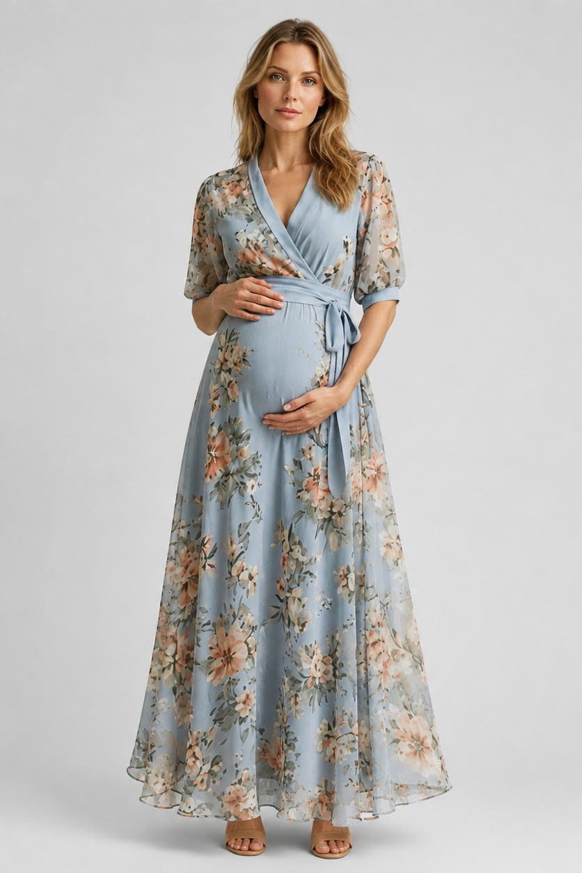 Robe Maxi Maternité Fleurie Invitée Mariage Baby Shower