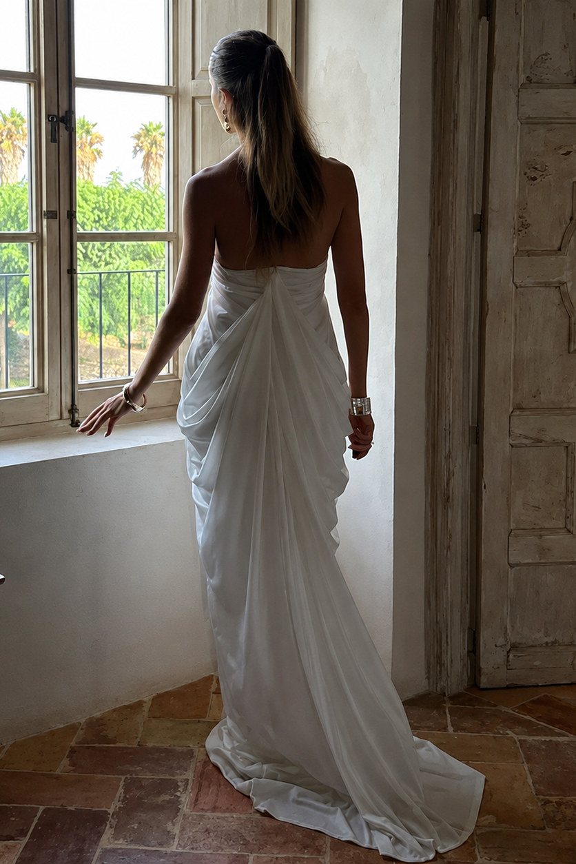 Robe Maxi Maternité Col Licou Dos Ouvert Fluide