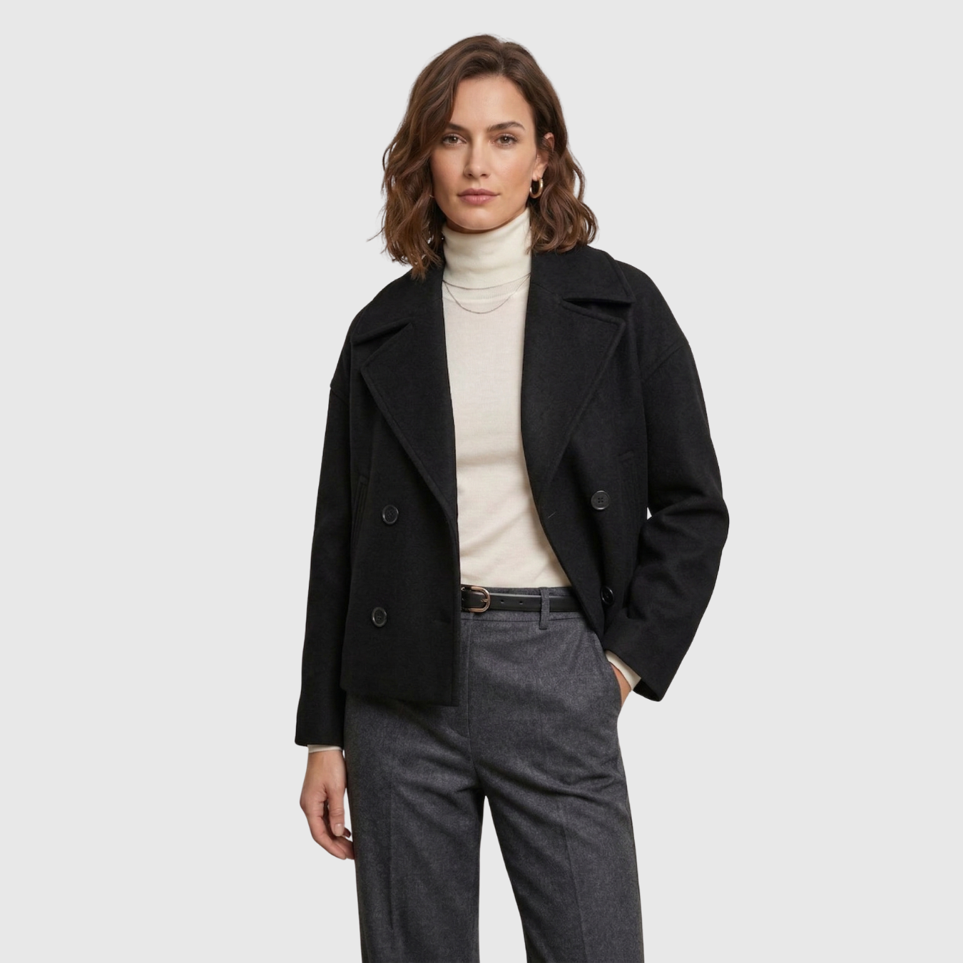 Veste femme courte double boutonnage style blazer col tailleur