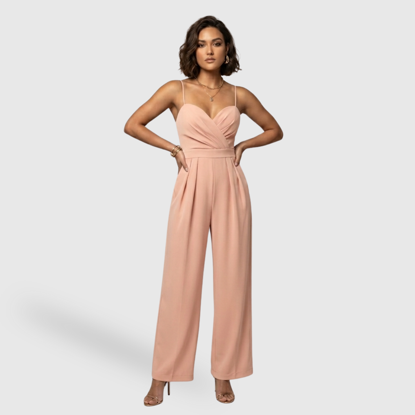 Combinaison femme pantalon large bretelles fines taille haute