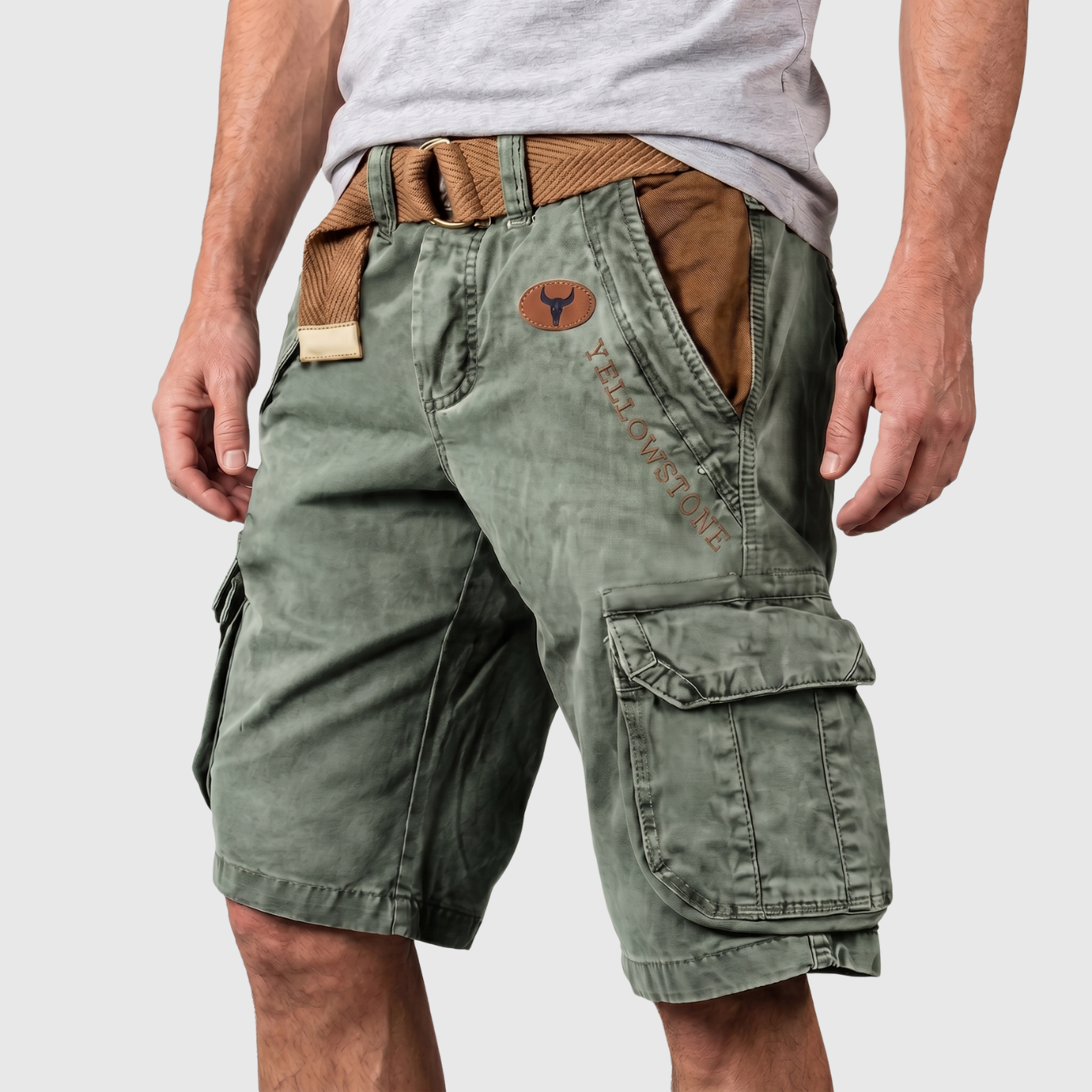 Short cargo homme multipoches coupe décontractée fermeture zippée