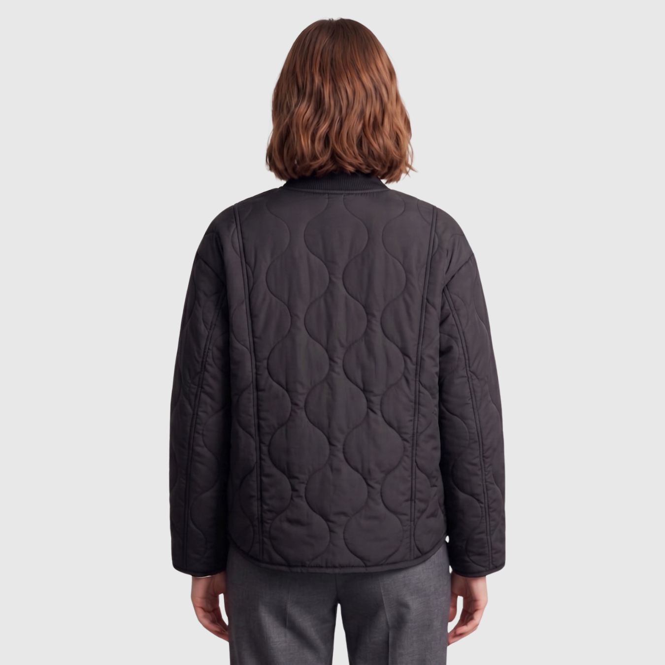 Veste matelassée femme courte col rond boutonnée doublure léopard
