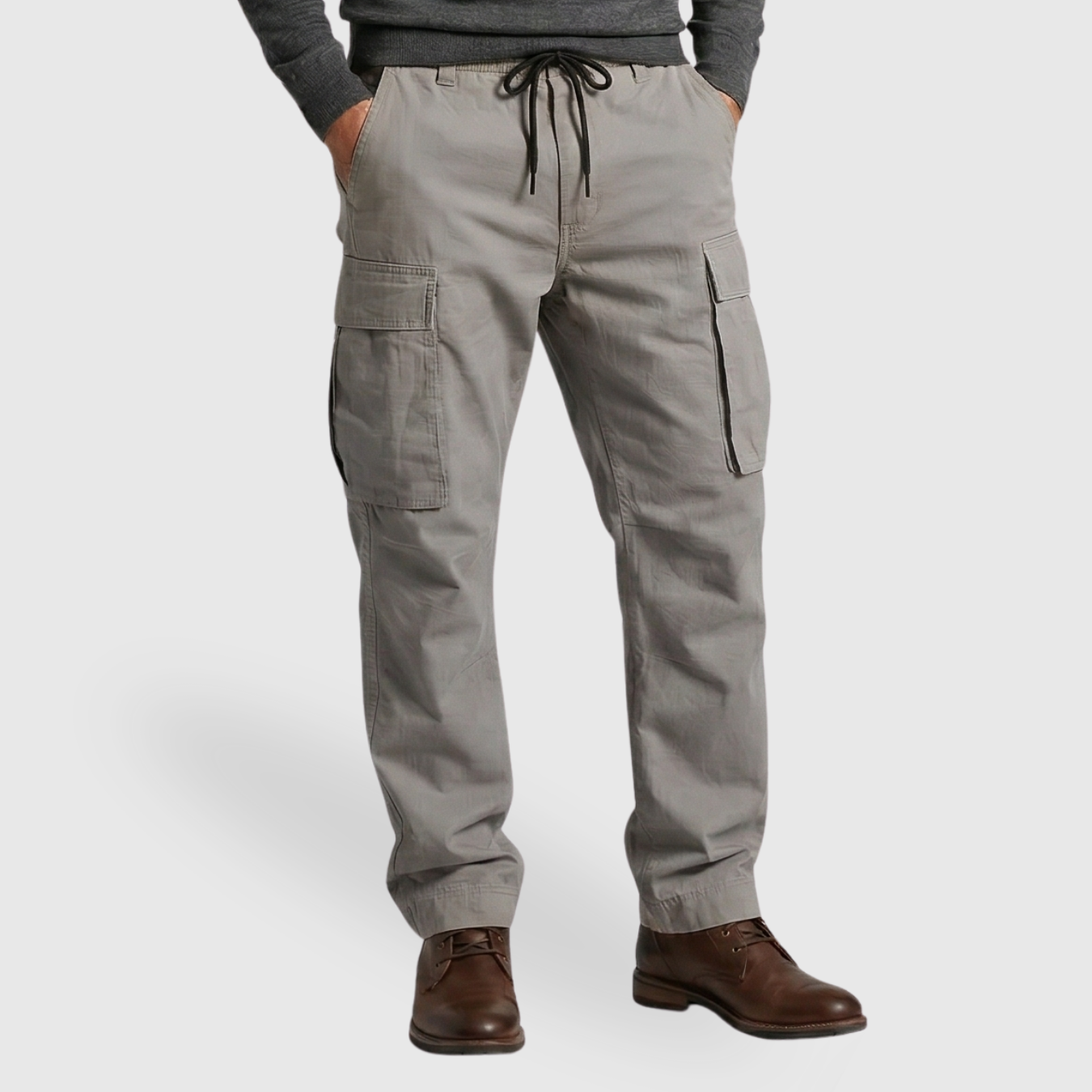 Pantalon cargo homme coton coupe ample taille élastique cordon de serrage