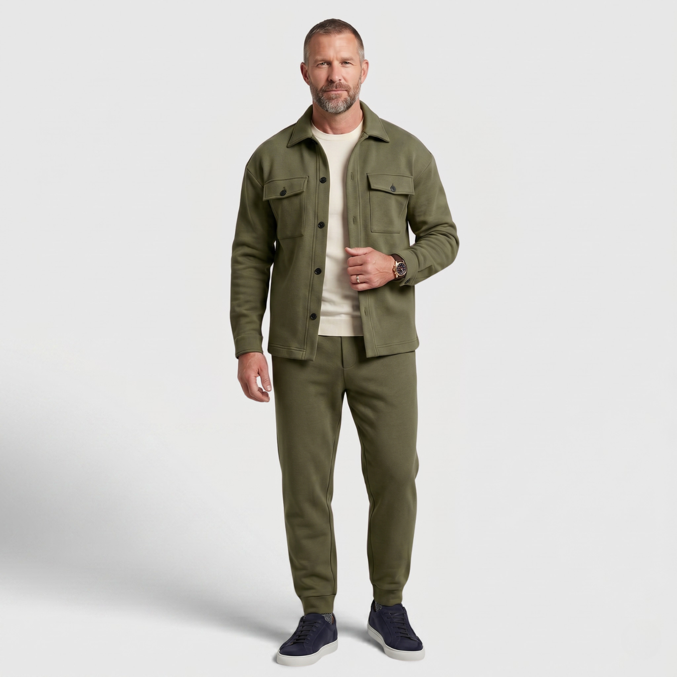 Ensemble homme survêtement 2 pièces chemise et pantalon coupe ajustée
