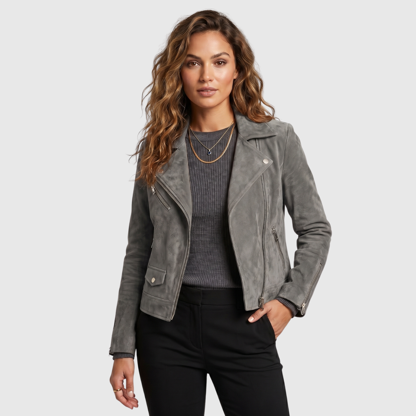 Veste femme style biker similicuir fermeture zippée coupe ajustée