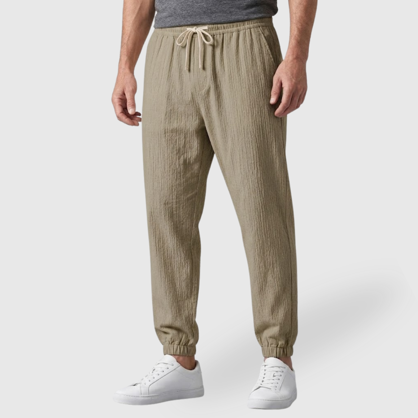Pantalon homme été coupe légère respirante taille élastique ajustée
