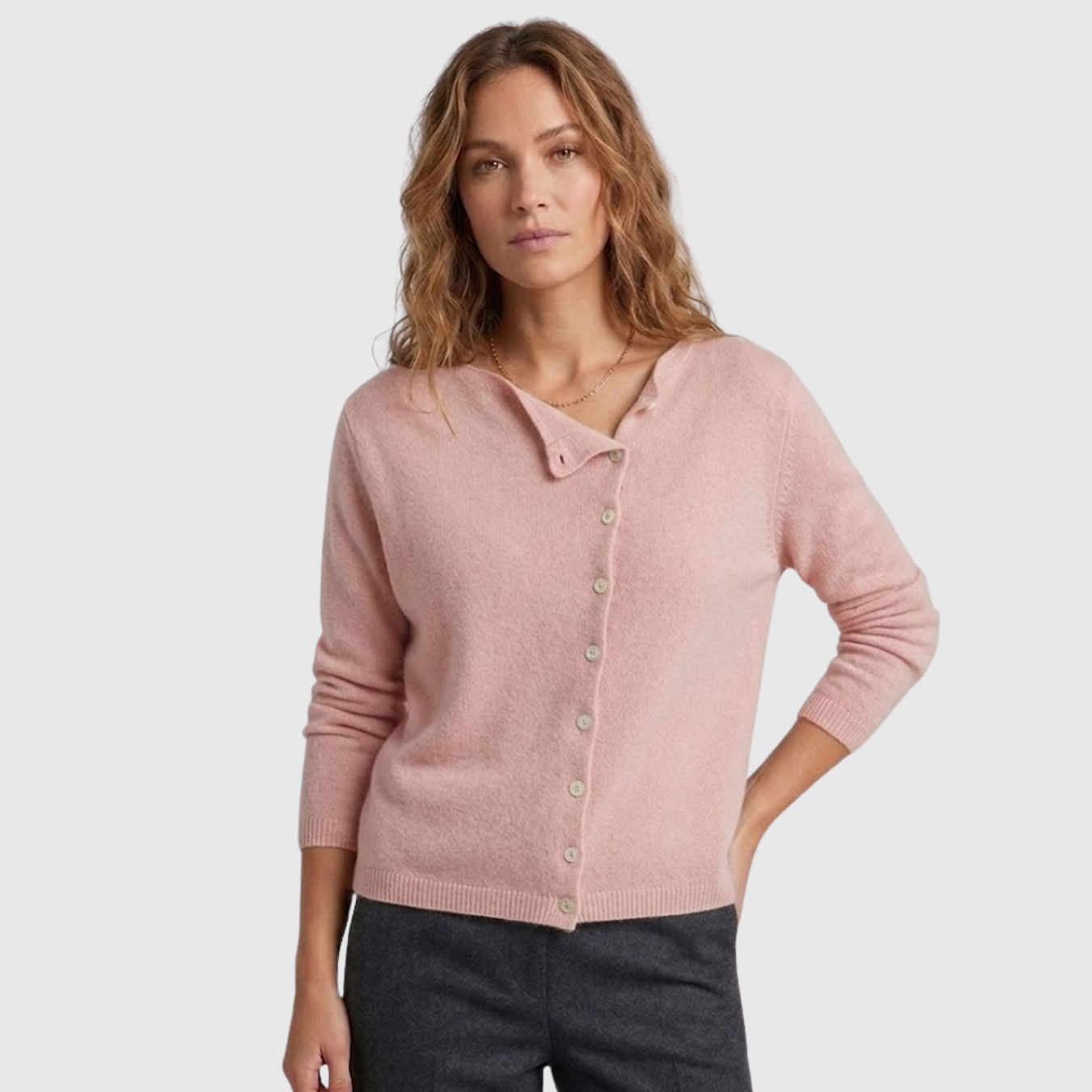 Gilet femme cachemire boutonné manches longues col rond
