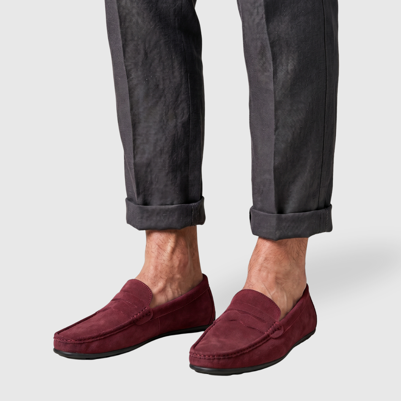 Mocassins homme en suédine à enfiler semelle souple