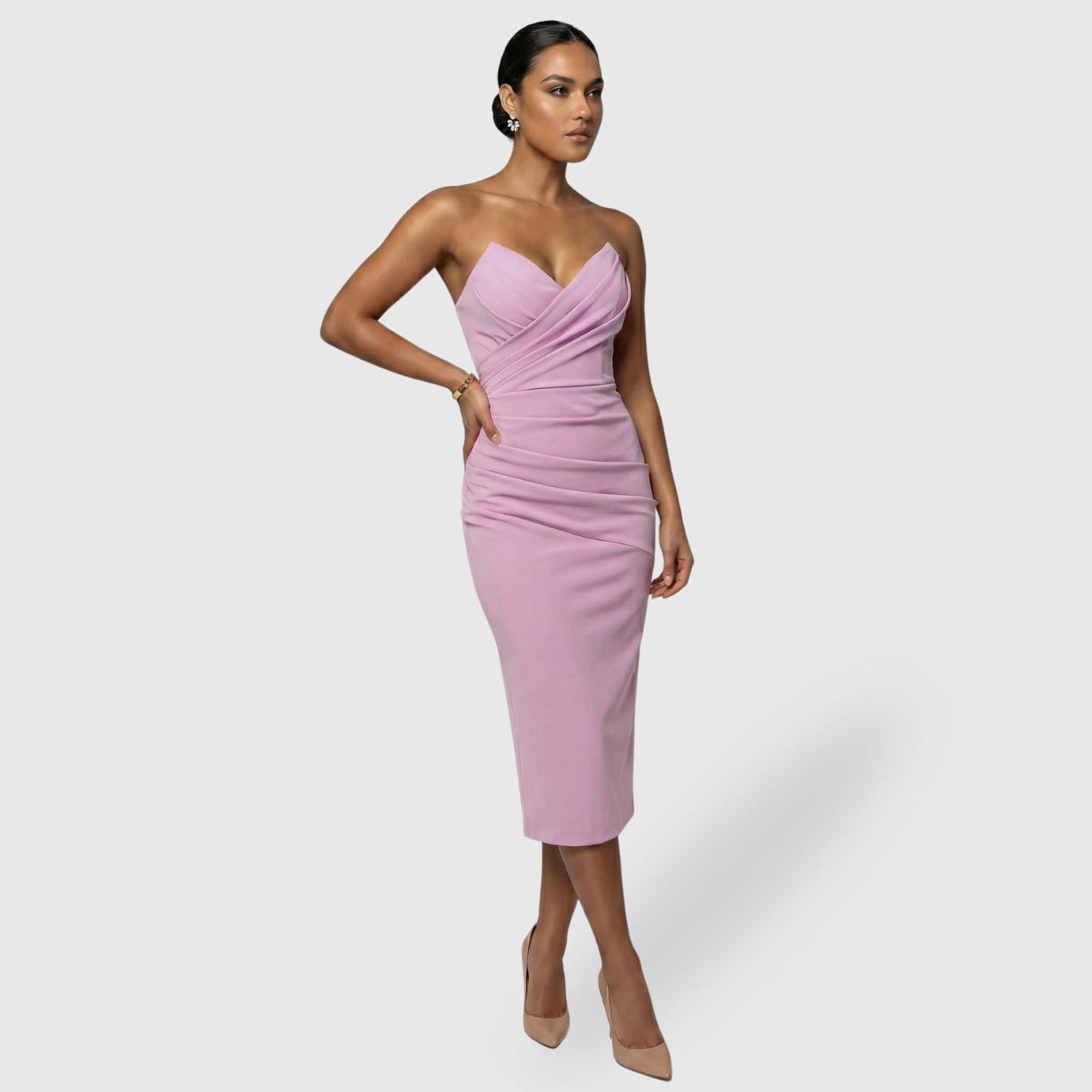Robe bustier femme longue élégante coupe ajustée sans manches